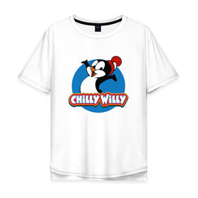 Мужская футболка хлопок Oversize с принтом Чилли Вилли в Петрозаводске, 100% хлопок | свободный крой, круглый ворот, “спинка” длиннее передней части | chili vili | chilli willi | chilly willy | пингвин | пингвиненок | чили вили | чилли вилли