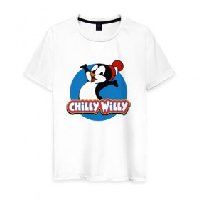 Мужская футболка хлопок с принтом Чилли Вилли в Петрозаводске, 100% хлопок | прямой крой, круглый вырез горловины, длина до линии бедер, слегка спущенное плечо. | chili vili | chilli willi | chilly willy | пингвин | пингвиненок | чили вили | чилли вилли