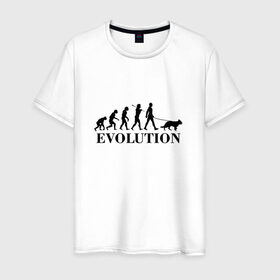 Мужская футболка хлопок с принтом Evolution в Петрозаводске, 100% хлопок | прямой крой, круглый вырез горловины, длина до линии бедер, слегка спущенное плечо. | dog | друг человека | кинолог | люблю собак | овчарка | пес | собака | собачник | щенок | эволюция