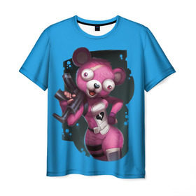 Мужская футболка 3D с принтом Cuddle Team Leader в Петрозаводске, 100% полиэфир | прямой крой, круглый вырез горловины, длина до линии бедер | battle royale | cuddle | fortnite | leader | битва | королевская | ниндзя | розовый медведь | фортнайт
