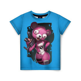 Детская футболка 3D с принтом Cuddle Team Leader в Петрозаводске, 100% гипоаллергенный полиэфир | прямой крой, круглый вырез горловины, длина до линии бедер, чуть спущенное плечо, ткань немного тянется | battle royale | cuddle | fortnite | leader | битва | королевская | ниндзя | розовый медведь | фортнайт