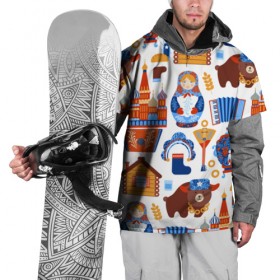 Накидка на куртку 3D с принтом Традиционный поп арт в Петрозаводске, 100% полиэстер |  | pop art | style | балалайка | матрешка | медведь | поп арт | яркие | яркое