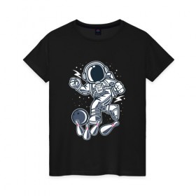 Женская футболка хлопок с принтом Космонавт в Петрозаводске, 100% хлопок | прямой крой, круглый вырез горловины, длина до линии бедер, слегка спущенное плечо | 