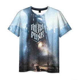Мужская футболка 3D с принтом Frost punk в Петрозаводске, 100% полиэфир | прямой крой, круглый вырез горловины, длина до линии бедер | 