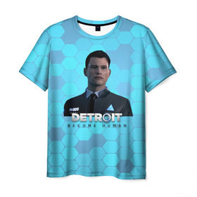 Мужская футболка 3D с принтом Detroit: Become Human в Петрозаводске, 100% полиэфир | прямой крой, круглый вырез горловины, длина до линии бедер | android | connor | dbh | detroit | detroit become human | deviant | game | gamer | андроид | девиант | детройт | игра | коннор