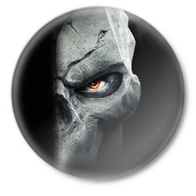 Значок с принтом Darksiders II: Death Lives в Петрозаводске,  металл | круглая форма, металлическая застежка в виде булавки | ад | апокалипсис | война | тьма
