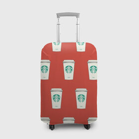 Чехол для чемодана 3D с принтом Старбакс попарт Томат в Петрозаводске, 86% полиэфир, 14% спандекс | двустороннее нанесение принта, прорези для ручек и колес | pop art | starbucks | warhol | кофе | паттерн | поп арт | стакан | старбакс | узор | уорхол | хипстер | чашка
