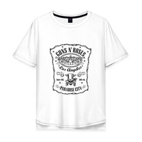 Мужская футболка хлопок Oversize с принтом GunsNRoses в Петрозаводске, 100% хлопок | свободный крой, круглый ворот, “спинка” длиннее передней части | gansenroses | gunsnroses | rock | rockmusik | ганзенроуз | рок | рокмузыка