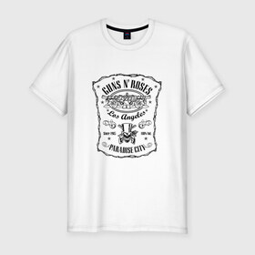 Мужская футболка премиум с принтом GunsN`Roses в Петрозаводске, 92% хлопок, 8% лайкра | приталенный силуэт, круглый вырез ворота, длина до линии бедра, короткий рукав | gansenroses | gunsnroses | rock | rockmusik | ганзенроуз | рок | рокмузыка