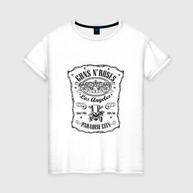 Женская футболка хлопок с принтом GunsN`Roses в Петрозаводске, 100% хлопок | прямой крой, круглый вырез горловины, длина до линии бедер, слегка спущенное плечо | gansenroses | gunsnroses | rock | rockmusik | ганзенроуз | рок | рокмузыка
