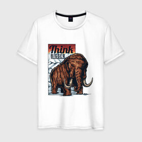 Мужская футболка хлопок с принтом Мамонт в Петрозаводске, 100% хлопок | прямой крой, круглый вырез горловины, длина до линии бедер, слегка спущенное плечо. | животные | мамонт | мамонты | слон | слоны
