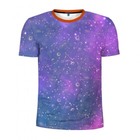 Мужская футболка 3D спортивная с принтом Звездное небо в Петрозаводске, 100% полиэстер с улучшенными характеристиками | приталенный силуэт, круглая горловина, широкие плечи, сужается к линии бедра | Тематика изображения на принте: 