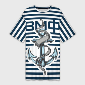 Платье-футболка 3D с принтом Якорь ВМФ в Петрозаводске,  |  | военно морской флот | тельняшка | флот