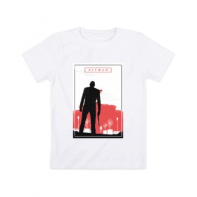 Детская футболка хлопок с принтом Hitman red в Петрозаводске, 100% хлопок | круглый вырез горловины, полуприлегающий силуэт, длина до линии бедер | Тематика изображения на принте: 