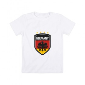 Детская футболка хлопок с принтом Germany в Петрозаводске, 100% хлопок | круглый вырез горловины, полуприлегающий силуэт, длина до линии бедер | football | germany | sport | германия | мяч | нойер | орёл | сборная | спорт | флаг | футбол | чемпионат мира