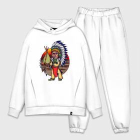 Мужской костюм хлопок OVERSIZE с принтом Индеец в Петрозаводске,  |  | ацтек | ацтеки | индеец | индейцы | инди | коренные американцы | перья