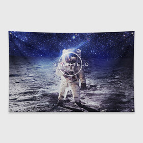 Флаг-баннер с принтом STARFIELD в Петрозаводске, 100% полиэстер | размер 67 х 109 см, плотность ткани — 95 г/м2; по краям флага есть четыре люверса для крепления | 2019 | 2020 | bethesda | logo | space | starfield | звезды | игра | космонавт | космос | логотип | старфиелд