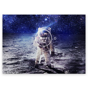 Поздравительная открытка с принтом STARFIELD в Петрозаводске, 100% бумага | плотность бумаги 280 г/м2, матовая, на обратной стороне линовка и место для марки
 | 2019 | 2020 | bethesda | logo | space | starfield | звезды | игра | космонавт | космос | логотип | старфиелд