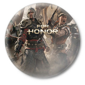 Значок с принтом FOR HONOR в Петрозаводске,  металл | круглая форма, металлическая застежка в виде булавки | for honor | викинги | игра | рыцари | средневековье | япония