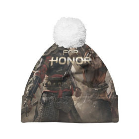 Шапка 3D c помпоном с принтом FOR HONOR в Петрозаводске, 100% полиэстер | универсальный размер, печать по всей поверхности изделия | for honor | викинги | игра | рыцари | средневековье | япония