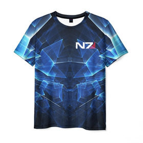 Мужская футболка 3D с принтом MASS EFFECT N7 в Петрозаводске, 100% полиэфир | прямой крой, круглый вырез горловины, длина до линии бедер | n7 | альянс | броня | костюм | масс эффект | н7