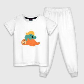 Детская пижама хлопок с принтом Лень в Петрозаводске, 100% хлопок |  брюки и футболка прямого кроя, без карманов, на брюках мягкая резинка на поясе и по низу штанин
 | животные | коала | кот | ленивец | отдых | сон