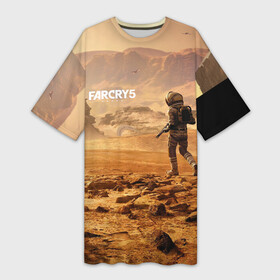Платье-футболка 3D с принтом FAR CRY 5 LOST ON MARS в Петрозаводске,  |  | action | far cry | far cry 5 | lost on mars | игра | космонавт | космос | марс | экшн