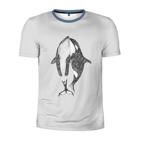 Мужская футболка 3D спортивная с принтом Киты в Петрозаводске, 100% полиэстер с улучшенными характеристиками | приталенный силуэт, круглая горловина, широкие плечи, сужается к линии бедра | Тематика изображения на принте: арт | касатка | касатки | кит | море | океан | рисунок | узор