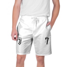 Мужские шорты 3D с принтом Ronaldo Juventus в Петрозаводске,  полиэстер 100% | прямой крой, два кармана без застежек по бокам. Мягкая трикотажная резинка на поясе, внутри которой широкие завязки. Длина чуть выше колен | Тематика изображения на принте: 