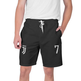 Мужские шорты 3D с принтом Ronaldo Juve в Петрозаводске,  полиэстер 100% | прямой крой, два кармана без застежек по бокам. Мягкая трикотажная резинка на поясе, внутри которой широкие завязки. Длина чуть выше колен | Тематика изображения на принте: 