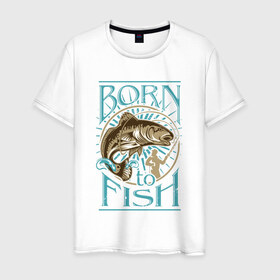 Мужская футболка хлопок с принтом Рыбалка в Петрозаводске, 100% хлопок | прямой крой, круглый вырез горловины, длина до линии бедер, слегка спущенное плечо. | Тематика изображения на принте: ловить рыбу | на рыбалку | охота | природа | рыба | рыбак | рыбалка