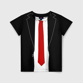Детская футболка 3D с принтом КОСТЮМ АГЕНТА 47 в Петрозаводске, 100% гипоаллергенный полиэфир | прямой крой, круглый вырез горловины, длина до линии бедер, чуть спущенное плечо, ткань немного тянется | agent 47 | галстук | пиджак | хитман