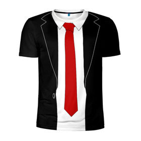 Мужская футболка 3D спортивная с принтом КОСТЮМ АГЕНТА 47 в Петрозаводске, 100% полиэстер с улучшенными характеристиками | приталенный силуэт, круглая горловина, широкие плечи, сужается к линии бедра | agent 47 | галстук | пиджак | хитман