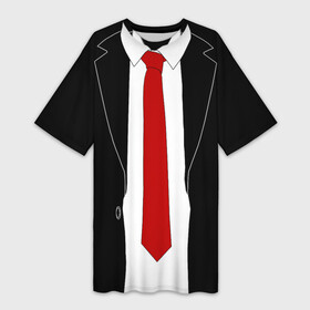 Платье-футболка 3D с принтом КОСТЮМ АГЕНТА 47 | AGENT 47 | HITMAN в Петрозаводске,  |  | agent 47 | галстук | пиджак | хитман