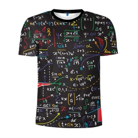 Мужская футболка 3D спортивная с принтом Math в Петрозаводске, 100% полиэстер с улучшенными характеристиками | приталенный силуэт, круглая горловина, широкие плечи, сужается к линии бедра | математика | наука | тригонометрия | уравнения | формулы | цифры