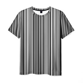 Мужская футболка 3D с принтом Черно белые полосы в Петрозаводске, 100% полиэфир | прямой крой, круглый вырез горловины, длина до линии бедер | белое | полоски | полосы | черное