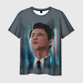 Мужская футболка 3D с принтом Connor в Петрозаводске, 100% полиэфир | прямой крой, круглый вырез горловины, длина до линии бедер | 2038 | become | connor | dbh | detroit | gamer | human | kara | андроид | девиант | детройт | кара | квест | коннор | маркус