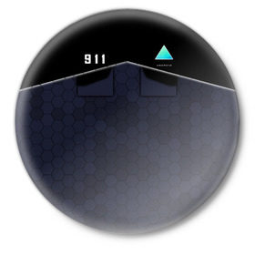 Значок с принтом Detroit COP 911 в Петрозаводске,  металл | круглая форма, металлическая застежка в виде булавки | 2038 | become | connor | dbh | detroit | gamer | human | kara | андроид | девиант | детройт | кара | квест | коннор | маркус