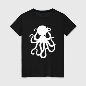 Женская футболка хлопок с принтом Осьминог в Петрозаводске, 100% хлопок | прямой крой, круглый вырез горловины, длина до линии бедер, слегка спущенное плечо | mark hoppus | octopus | марк хоппус | осьминог
