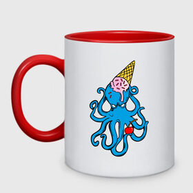 Кружка двухцветная с принтом Mark Blink 182 в Петрозаводске, керамика | объем — 330 мл, диаметр — 80 мм. Цветная ручка и кайма сверху, в некоторых цветах — вся внутренняя часть | mark hoppus | octopus | марк хоппус | осьминог