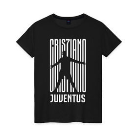 Женская футболка хлопок с принтом RONALDO JUVE SPORT в Петрозаводске, 100% хлопок | прямой крой, круглый вырез горловины, длина до линии бедер, слегка спущенное плечо | cr7 | fc | клуб | криштиану роналду | роналдо | фк | ювентус