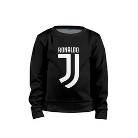 Детский свитшот хлопок с принтом RONALDO JUVE SPORT в Петрозаводске, 100% хлопок | круглый вырез горловины, эластичные манжеты, пояс и воротник | Тематика изображения на принте: cr7 | fc | клуб | криштиану роналду | роналдо | фк | ювентус