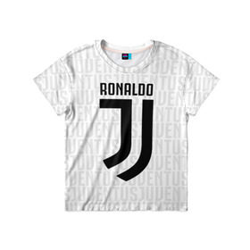 Детская футболка 3D с принтом RONALDO JUVE SPORT в Петрозаводске, 100% гипоаллергенный полиэфир | прямой крой, круглый вырез горловины, длина до линии бедер, чуть спущенное плечо, ткань немного тянется | 