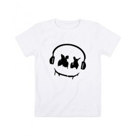Детская футболка хлопок с принтом Music в Петрозаводске, 100% хлопок | круглый вырез горловины, полуприлегающий силуэт, длина до линии бедер | Тематика изображения на принте: electronic music | marshmello | маршмеллоу | электронная музыка
