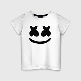 Детская футболка хлопок с принтом Маршмеллоу в Петрозаводске, 100% хлопок | круглый вырез горловины, полуприлегающий силуэт, длина до линии бедер | electronic music | marshmello | маршмеллоу | электронная музыка