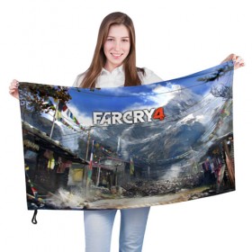 Флаг 3D с принтом Far Cry 4 в Петрозаводске, 100% полиэстер | плотность ткани — 95 г/м2, размер — 67 х 109 см. Принт наносится с одной стороны | action | far cry 4 | армия | гималаи | гирокоптер | мин | мир | открытый | франшиза | ховеркрафт | шутер