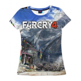 Женская футболка 3D с принтом Far Cry 4 в Петрозаводске, 100% полиэфир ( синтетическое хлопкоподобное полотно) | прямой крой, круглый вырез горловины, длина до линии бедер | action | far cry 4 | армия | гималаи | гирокоптер | мин | мир | открытый | франшиза | ховеркрафт | шутер
