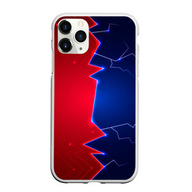 Чехол для iPhone 11 Pro Max матовый с принтом Battle color в Петрозаводске, Силикон |  | Тематика изображения на принте: blue | lightning | lines | red | красный | линии | молния | половины | противостояние | синий