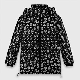 Женская зимняя куртка 3D с принтом ВЕДЬМАЧЬИ ЗНАКИ в Петрозаводске, верх — 100% полиэстер; подкладка — 100% полиэстер; утеплитель — 100% полиэстер | длина ниже бедра, силуэт Оверсайз. Есть воротник-стойка, отстегивающийся капюшон и ветрозащитная планка. 

Боковые карманы с листочкой на кнопках и внутренний карман на молнии | the witcher | аард | аксий | ведьмак | геральт | игни | ирден | квэн | магия | паттерн | руны | черно белый