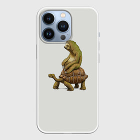 Чехол для iPhone 13 Pro с принтом Ленивец и Черепаха в Петрозаводске,  |  | Тематика изображения на принте: быстрый | медленный | понедельник | работа | юмор